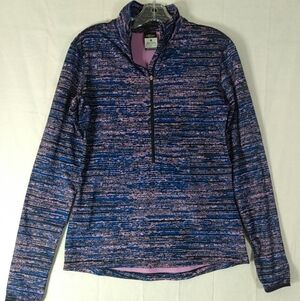 Nike Pro Dri-Fit 1/2 Zip Pullover Women's L Thumbholes Purple Blue  Athleisure